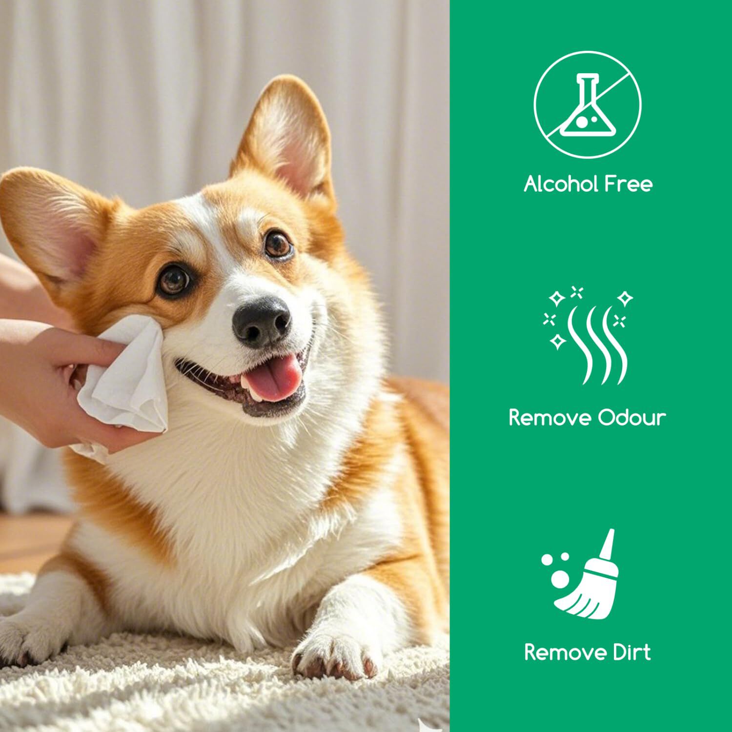 Nobleza - Toallitas H&uacute;medas para Perros y Gatos - Hipoalerg&eacute;nicas con Aloe Vera, Sin Alcohol - Limpieza de Patas, Cuerpo y Trasero - Elimina Olores, , large Imagen numero 2