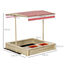 Outsunny Arenero Infantil de Madera con Techo Inclinable Ajustable en Altura y 2 Bandejas Auxiliares Cajón de Arena de Jardín para Niños +3 Años 118x118x118 cm Natural y Rojo, , large indicador imagen numero 3