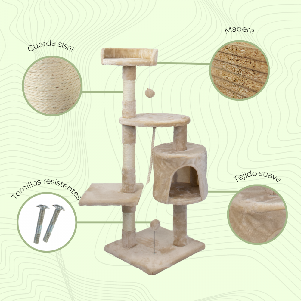 &Aacute;rbol rascador para gatos beige, , large Imagen numero 2