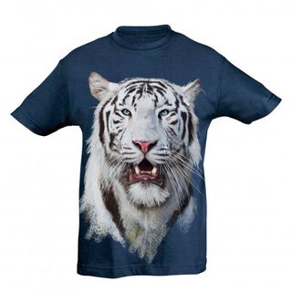 Camiseta Niño Cabeza Tigre Blanco color Azul