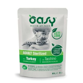 Oasy Adulto Esterilizado Trozos de Pavo en salsa para gatos
