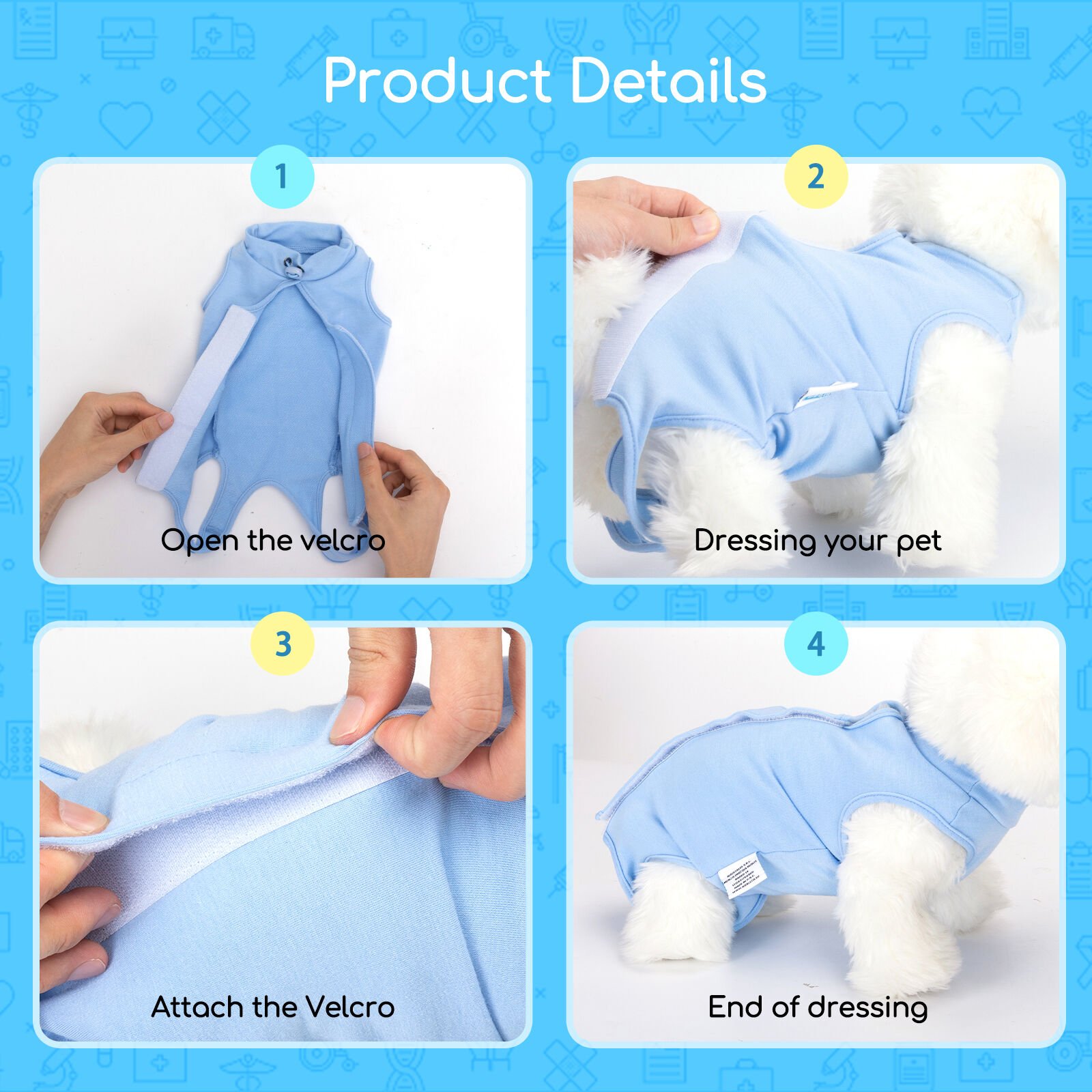Nobleza Chaleco de recuperación quirúrgica azul para Perros y Gatos thumbnail