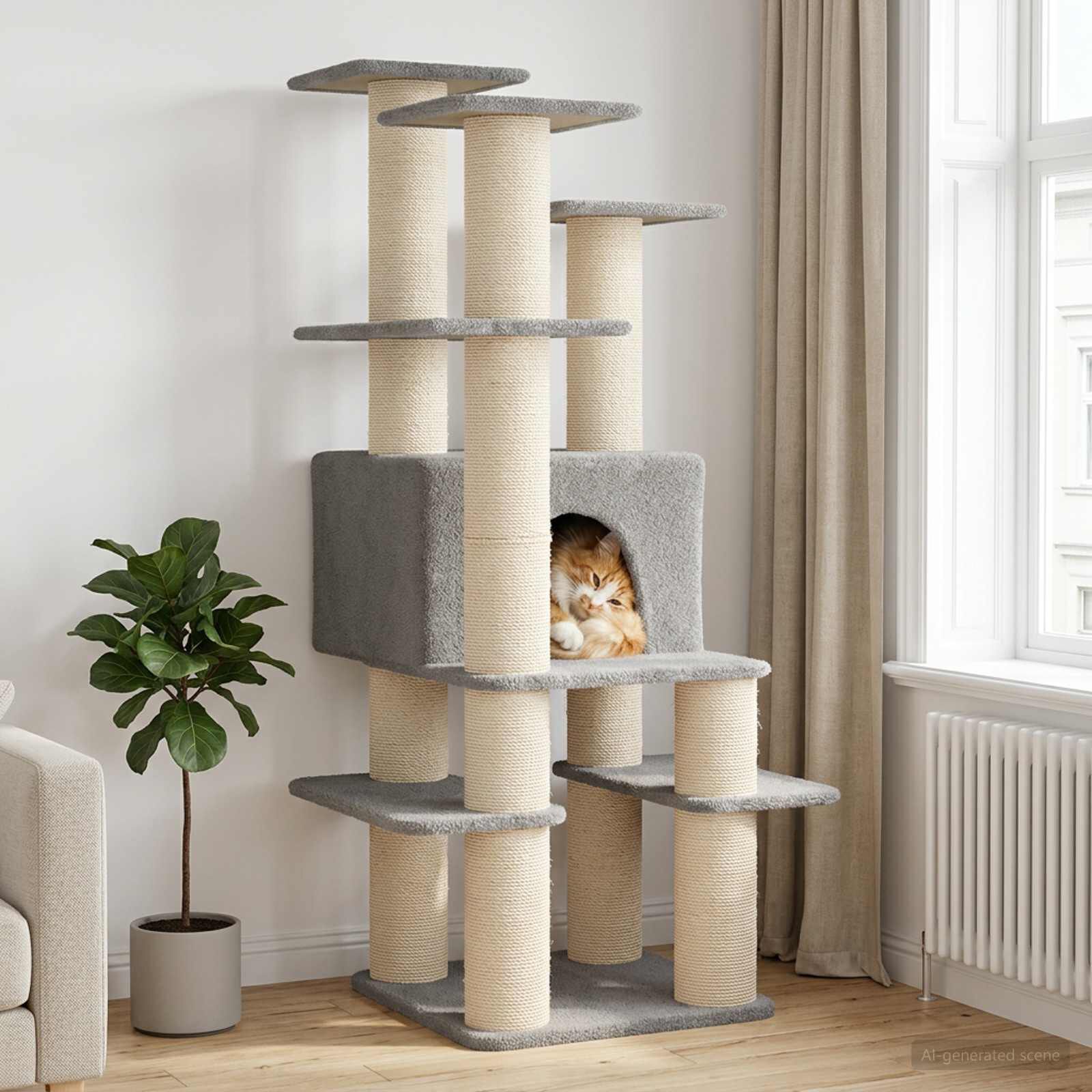 vidaXL &Aacute;rbol para gatos con postes de sisal Muebles Gatos &Aacute;rbol Interior, , large Imagen numero 2