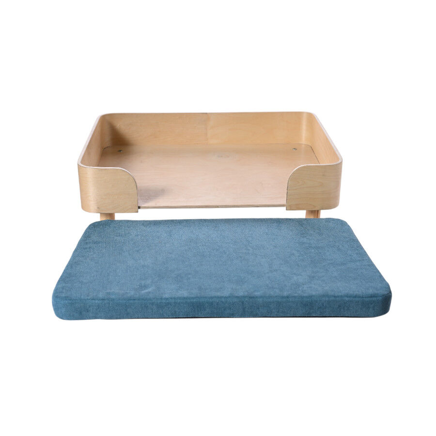 Leeby sof&aacute; de madera con colch&oacute;n azul para perros, , large Imagen numero 5