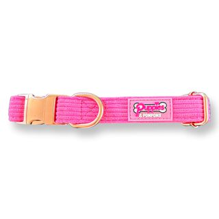 Puppies Pom Poms Collar Pana de Lujo Rosa para perros