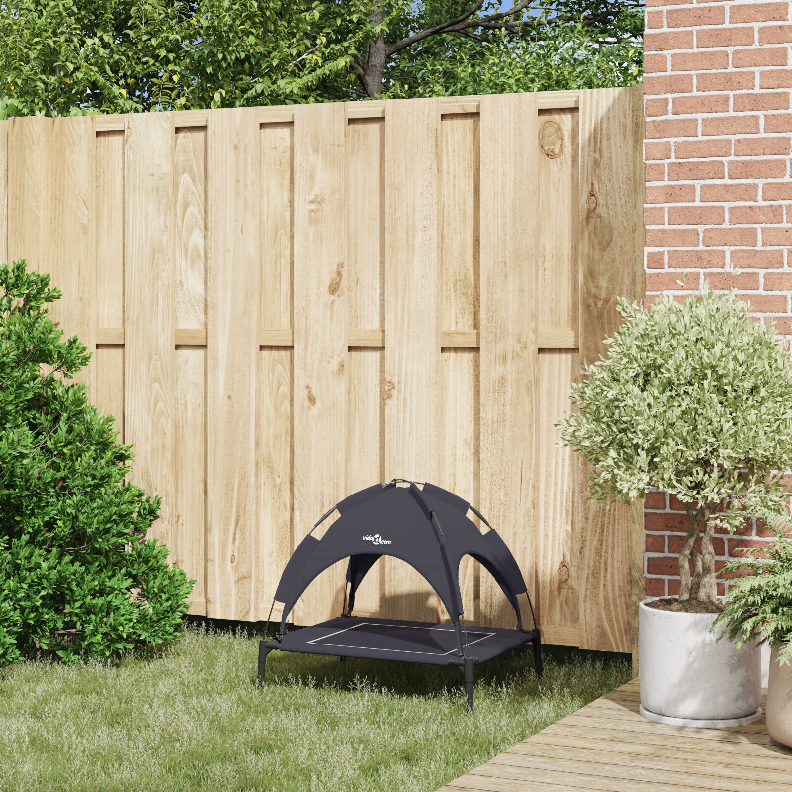 vidaXL Cama para Perros con Dosel Sof&aacute; Silla Tela Oxford y Acero Negro, , large Imagen numero 10