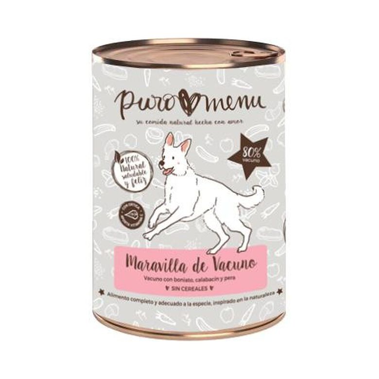 Pack de 12 latas de comida húmeda para perros Puromenu sabor vacuno thumbnail