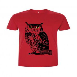 Animal totem camiseta manga corta algodón búho rojo para hombres