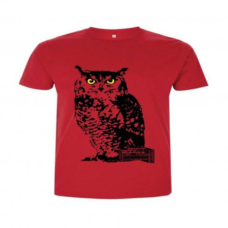Animal totem camiseta manga corta algodón búho rojo para hombres, , large image number null