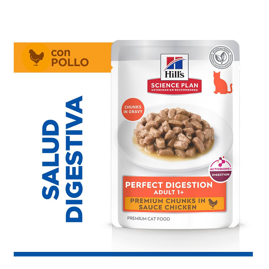 85 g Hill's Science Plan Adult Perfect Digestion Pollo comida h&uacute;meda para gatos, , large Imagen numero 2