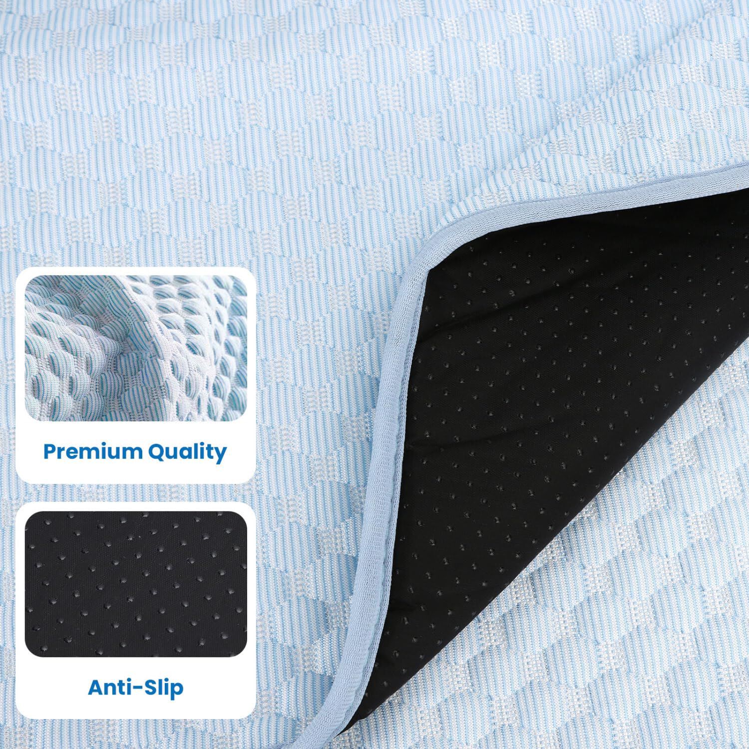 Nobleza Alfombra Refrescante para Perros y Gatos con Tecnolog&iacute;a QMAX>0.5 &ndash; Tejido &ldquo;Bumpy&rdquo; de Secado R&aacute;pido, Antimordedura, Lavable a M&aacute;quina &ndash; 110x70cm &ndash; Azul, , large Imagen numero 4