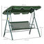 Outsunny Columpio Balancín de Jardín Exterior de 3 Plazas con Cojín Techo Ajustable y Marco de Acero para Balcón Terraza Patio Carga Máx. 240 kg 172x110x153 cm Raya Verde, , large indicador imagen numero 3