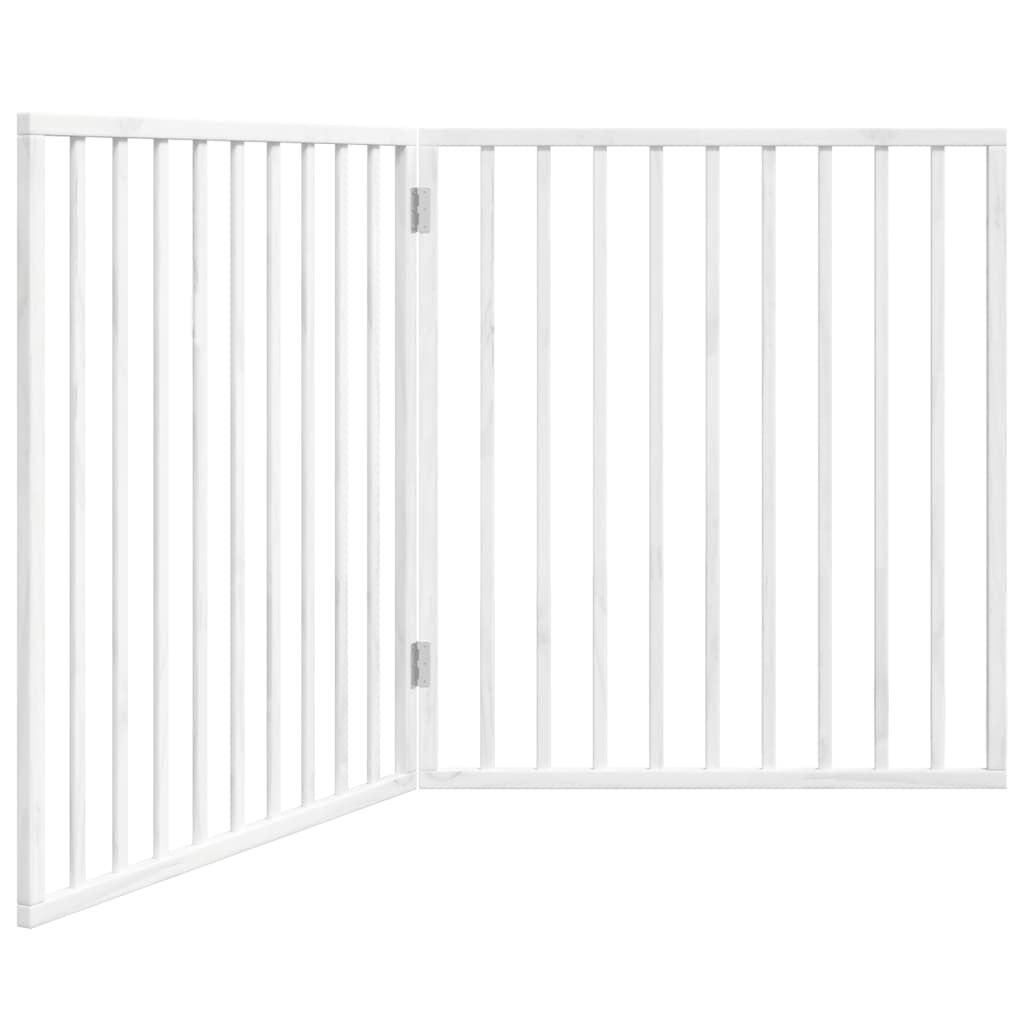 vidaXL Puerta para perros plegable 2 paneles madera &aacute;lamo blanca 160cm, , large Imagen numero 1