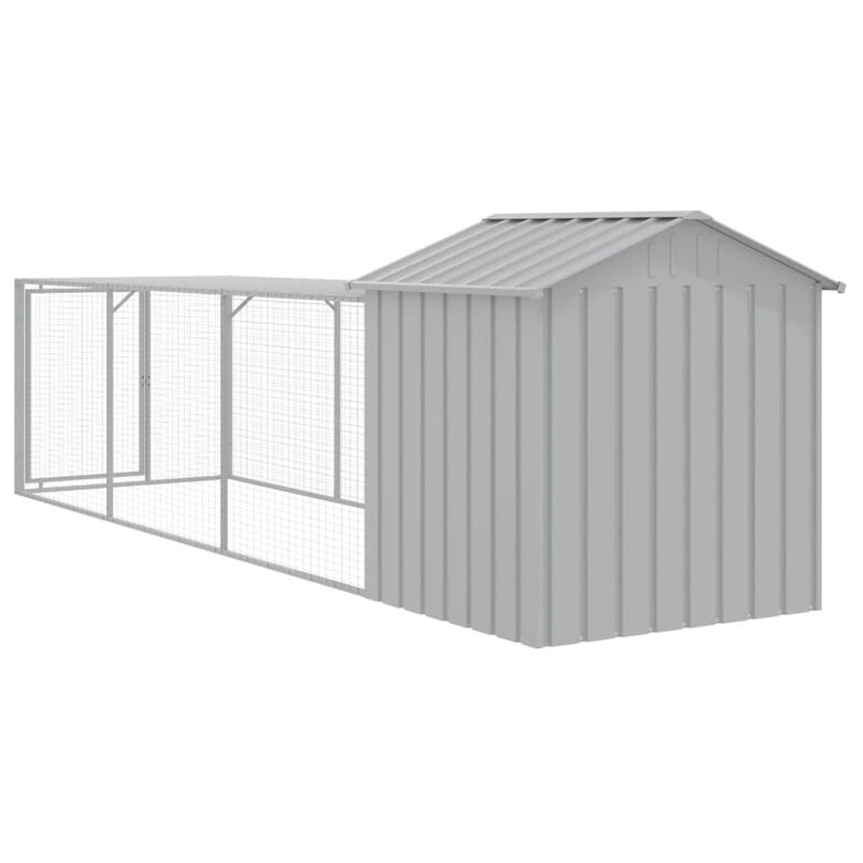 vidaXL Gallinero con corral acero galvanizado gris claro para gallina thumbnail