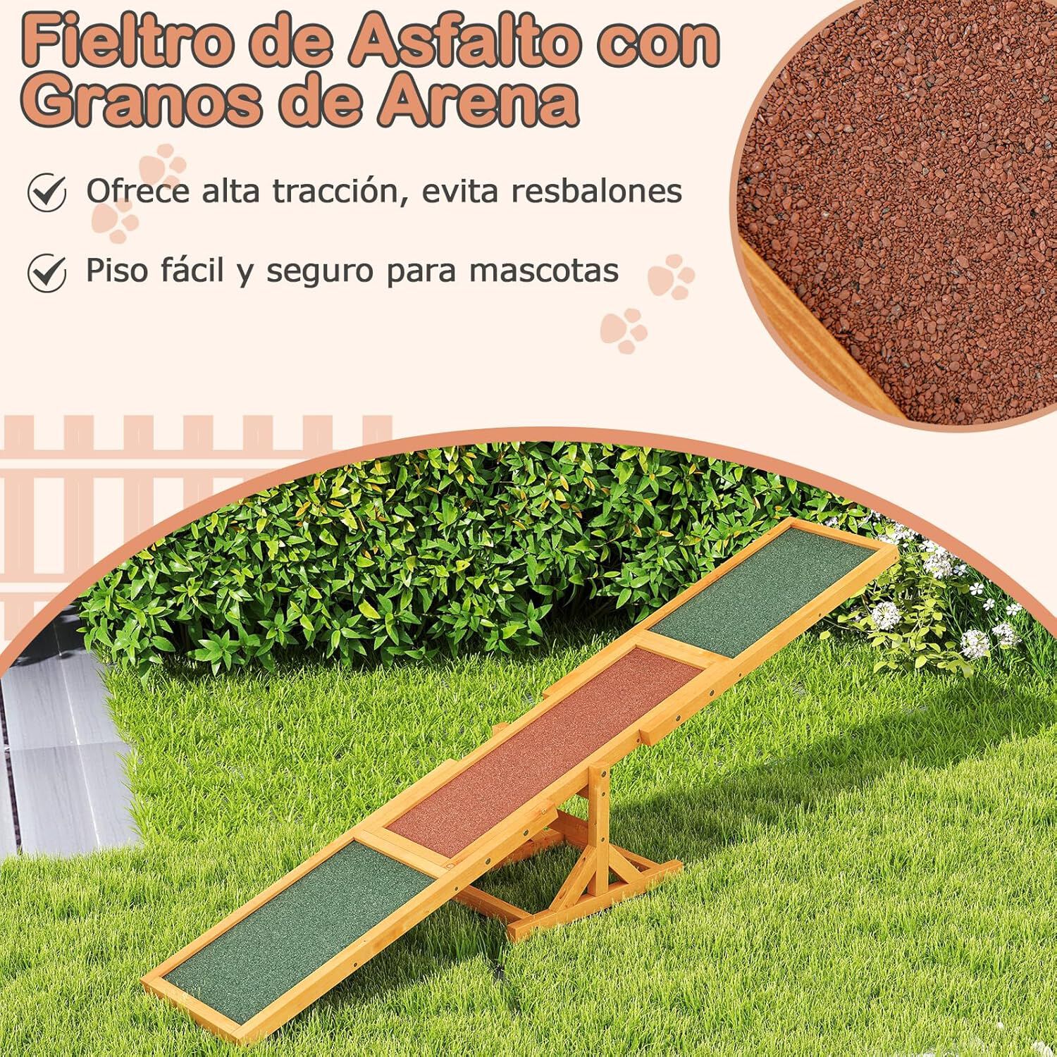 COSTWAY Balanc&iacute;n de Agilidad para Perros de Madera, Equipo de Entrenamiento con Superficie Antideslizante, Soporte Estable, Capacidad 60 kg, Ideal para Perros, Interior y Exterior (Amarillo), , large Imagen numero 3
