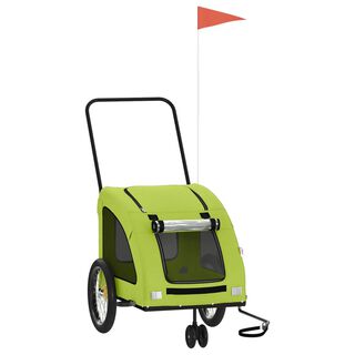 VidaXL Remolque bicicleta verde para perros y gatos 