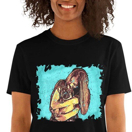 Mascochula camiseta mujer graffiti personalizada con tu mascota negro thumbnail