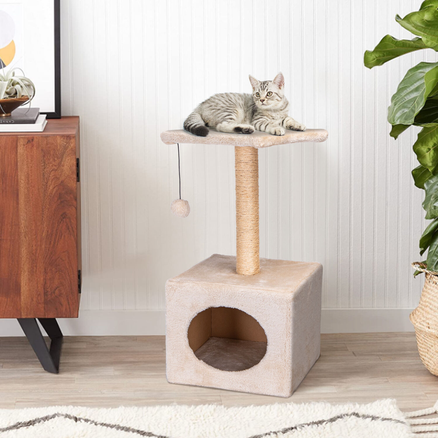Nobleza - &Aacute;rbol para Gatos, &Aacute;rbol Escalador, &Aacute;rbol Rascador, Dos Bolas de Juego Altura 60cm, Color Beix, , large Imagen numero 5