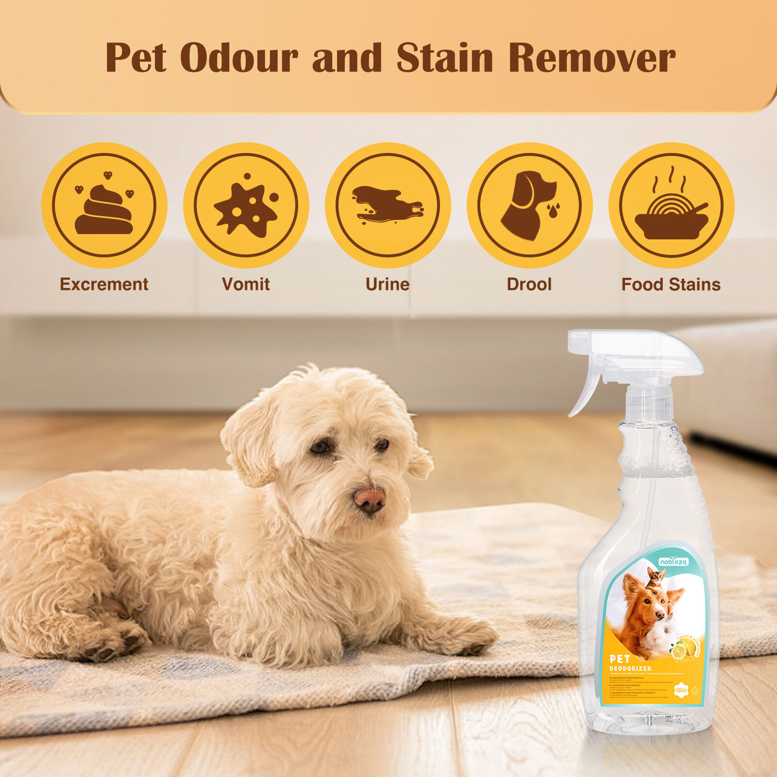 Nobleza - 2 &times; Spray Desodorante de Mascotas para Perros y Gatos Duradero, Eliminador de Olores Mascotas Sin Alcohol, Desodorizaci&oacute;n Suave, para Mascotas, Gatos, Perros,500 ml, , large Imagen numero 4