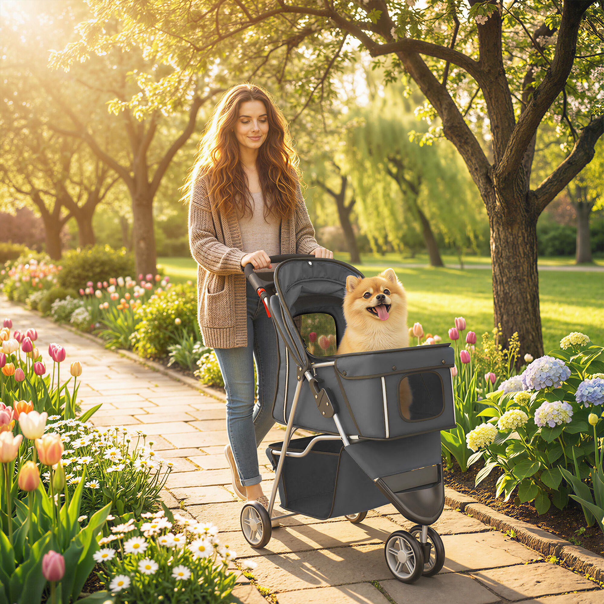 PawHut Carrito para Perros Gris Oscuro, , large Imagen numero 7