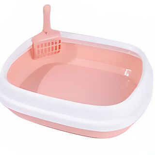 Arenero para gatos con pala rosa