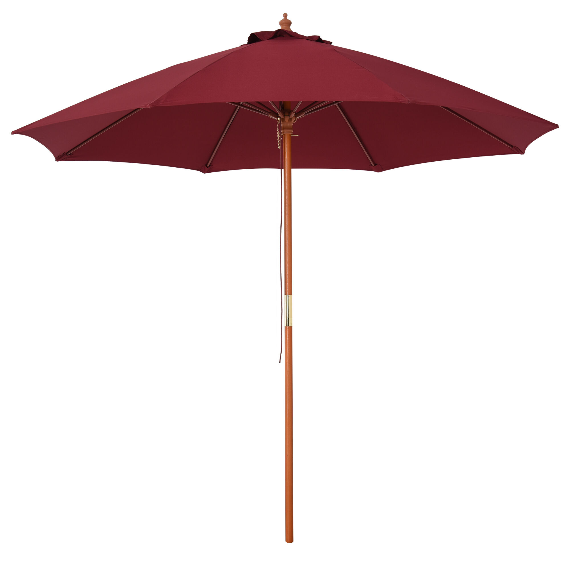Outsunny Sombrilla Parasol con Poste Desmontable de Madera &Aacute;ngulo Ajustable Ventilaci&oacute;n Sistema de Polea para Exterior Jard&iacute;n Patio Piscina Terraza &Oslash;257x253 cm Rojo Vino, , large Imagen numero 1