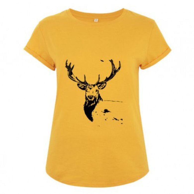 Camiseta manga corta mujer algodón ciervo color Amarillo, , large image number null