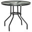 Outsunny Mesa de Jardín Redonda Mesa de Exterior Ø80x72 cm con Agujero para Sombrilla y Encimera de Vidrio Templado para Patio Terraza Negro, , large indicador imagen numero 1