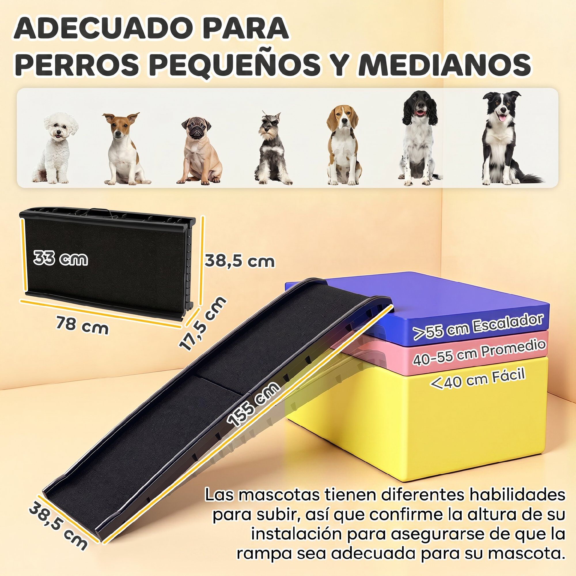 PawHut Rampa para Perro Negro, , large Imagen numero 3