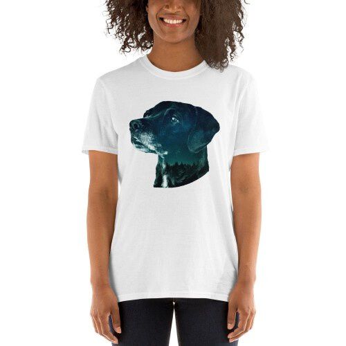 Mascochula camiseta mujer noche estrellada personalizada con tu mascota blanco thumbnail