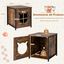 COSTWAY Mueble Arenero Gatos, Mueble Arenero para Gatos Baño Privado para Gatos con Entrada, Lavabo Oculto para Gato con Puerta, Estructura Metálica Interior Decorativa para Gatos Grandes & Pequeños, , large indicador imagen numero 4