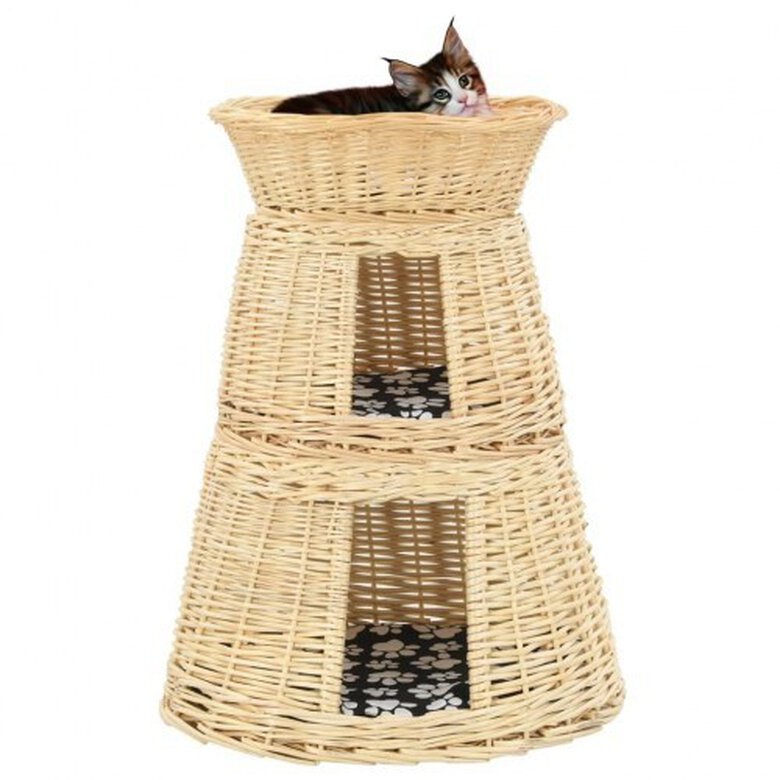 Cesta con cojines de sauce para gatos color Natural