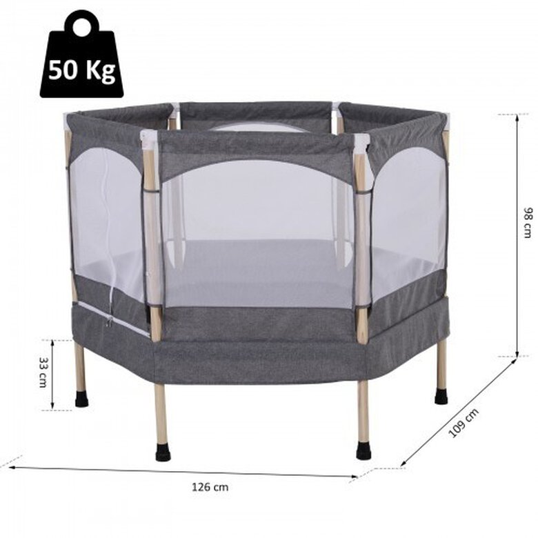 Trampolín infantil Homcom para mascotas y niños color Gris, , large image number null