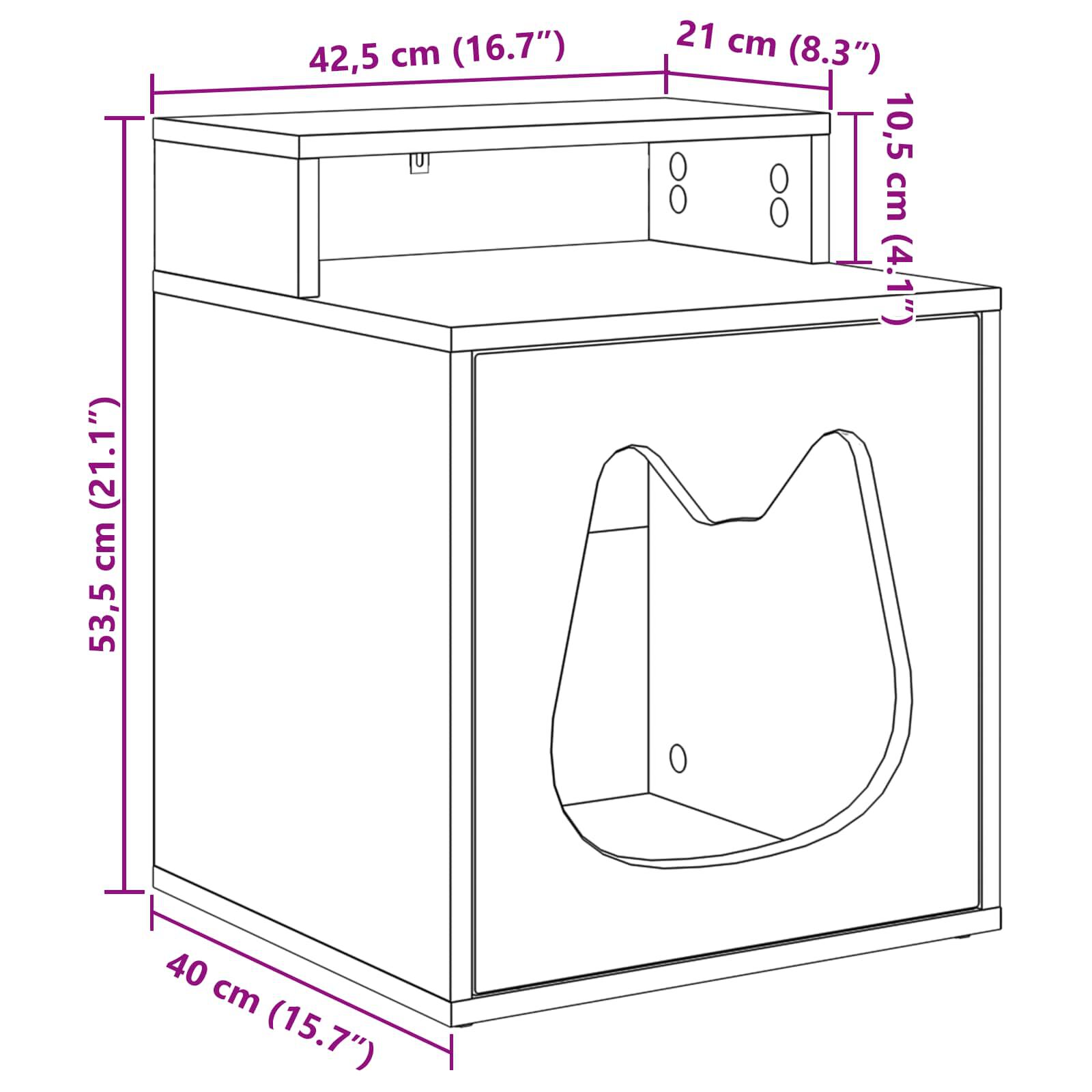 vidaXL Casa para Gatos Negro 42,5 x 40 x 53,5 cm Madera de ingenier&iacute;a, , large Imagen numero 4