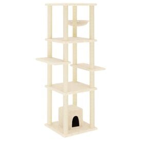 VidaXL Rascador con postes de sisal color crema para gatos 