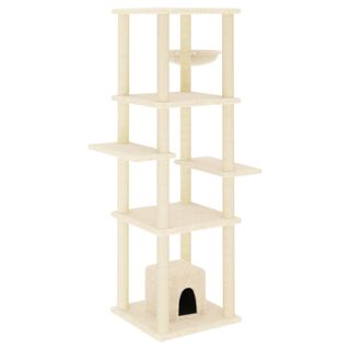 VidaXL Rascador con postes de sisal color crema para gatos 