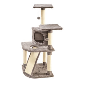 TORRE RASCADOR ESQUINERO PARA GATOS EN 3 NIVELES GRIS 49x49x111cm WUAPU MODELO PRADES
