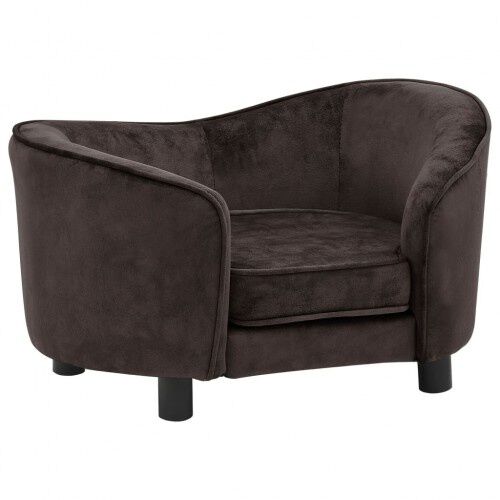 Vidaxl sof&aacute; de felpa marr&oacute;n para perros, , large Imagen numero 2