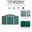 Outsunny Caseta de Jardín de Exterior Cobertizo de Jardín 12,4 m² 340x386x200 cm con 2 Puertas Corredizas Base Refuerzo (Suelo NO Incluido) para Patio Terraza Verde, , large indicador imagen numero 4