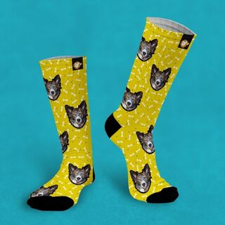Calcetines personalizados Doggy 2 mascotas color Amarillo