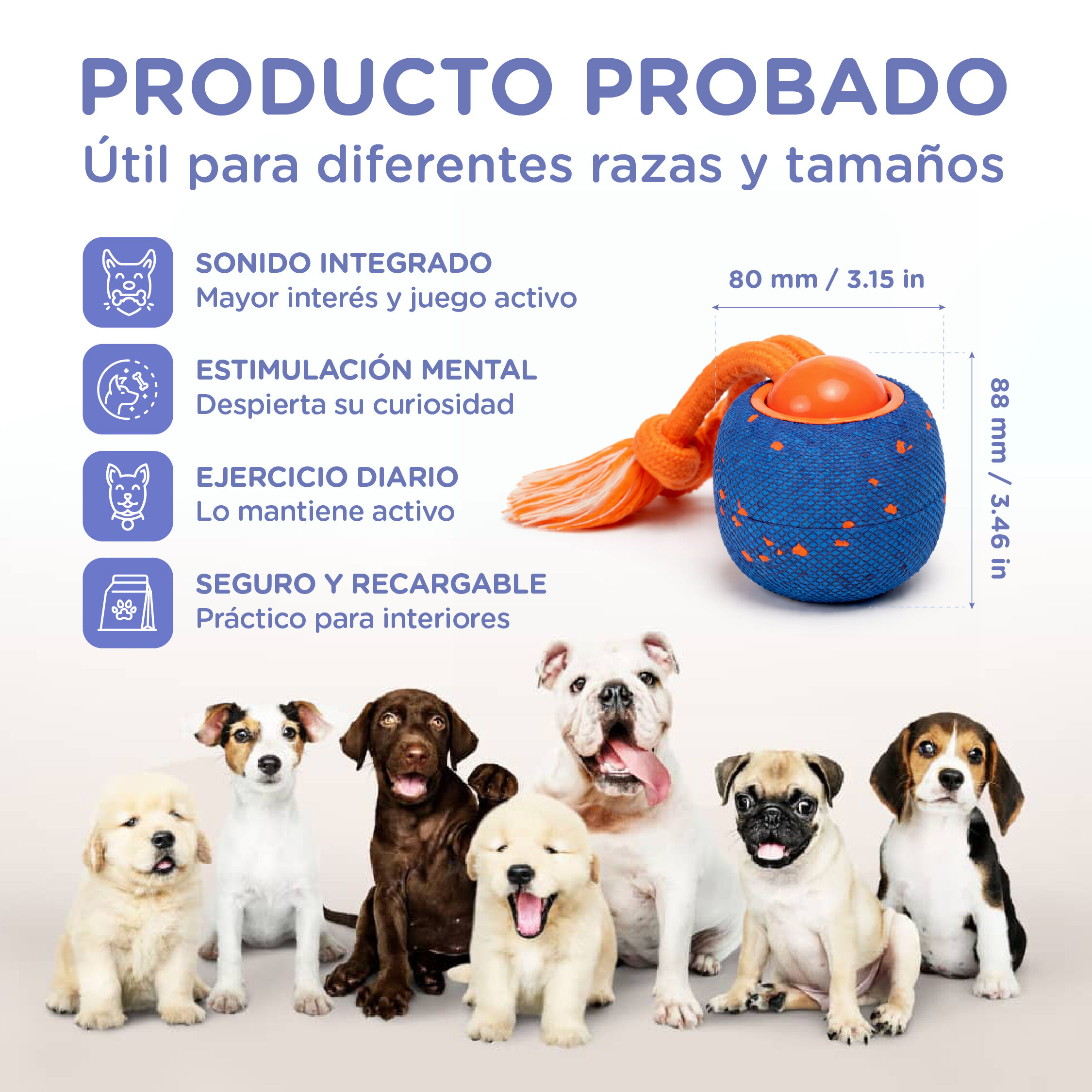 Robik Motion Interactive Ball | Pelota Interactiva Premium para Perros con Movimiento Autom&aacute;tico, 3 Modos de Juego y USB-C, , large Imagen numero 2
