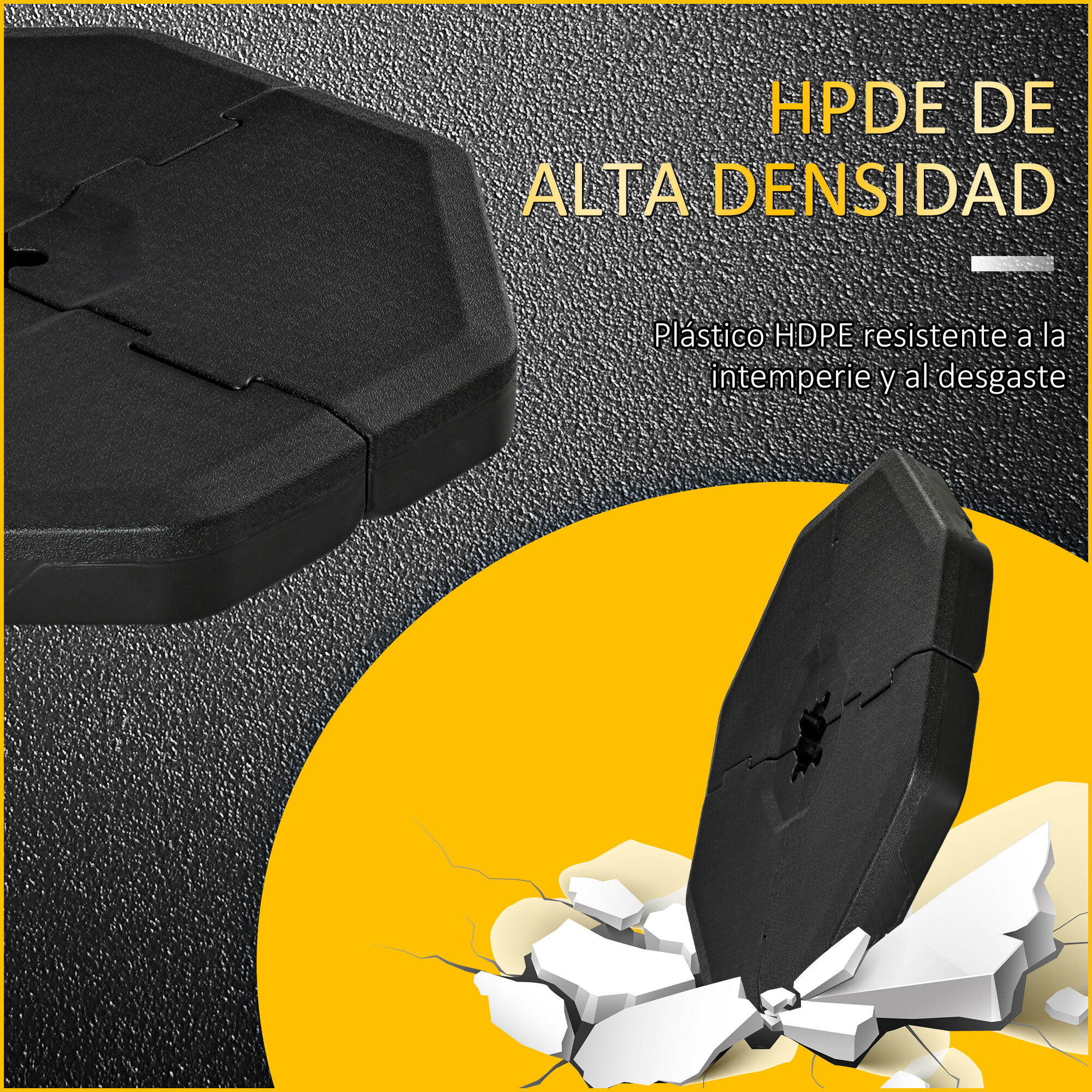 Outsunny 4 Pesos para Base de Sombrilla Rellenable de Agua 104 kg Arena 125 kg o Mixto 140 kg 4 Piezas para Base Cruzada de Parasol para Jard&iacute;n Exterior 109x109x13 cm Negro, , large Imagen numero 4