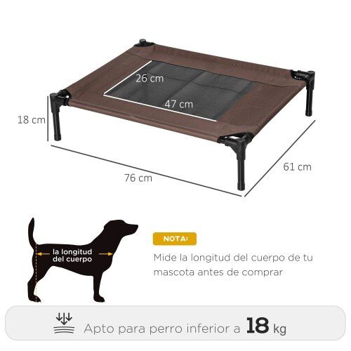 PawHut cama elevada marr&oacute;n para perros, , large Imagen numero 3