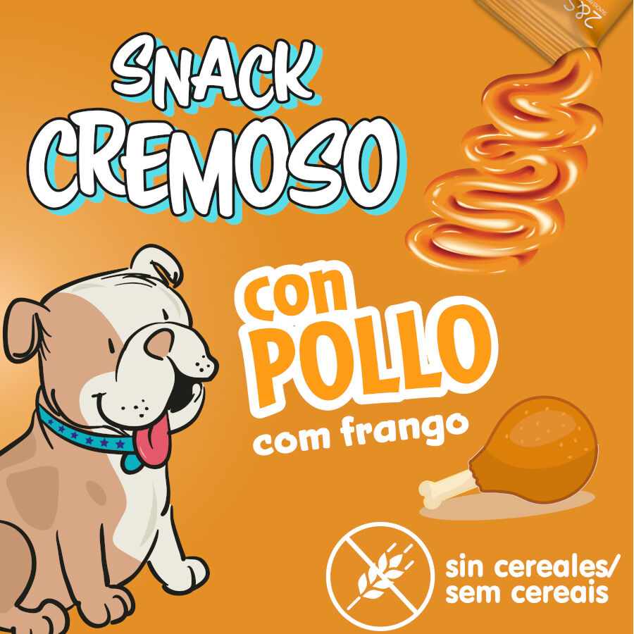 4 sobres x 15 g 2&Snacks Snacks Cremosos con Pollo para perros, , large Imagen numero 3