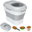 PawHut Contenedor de Comida para Perros Plegable 25L Contenedor de Pienso con Ruedas Taza Medidora Cuenco Plegable y Cuchara Contenedor de Comida para Mascotas Gatos Gris, , large indicador imagen numero 1