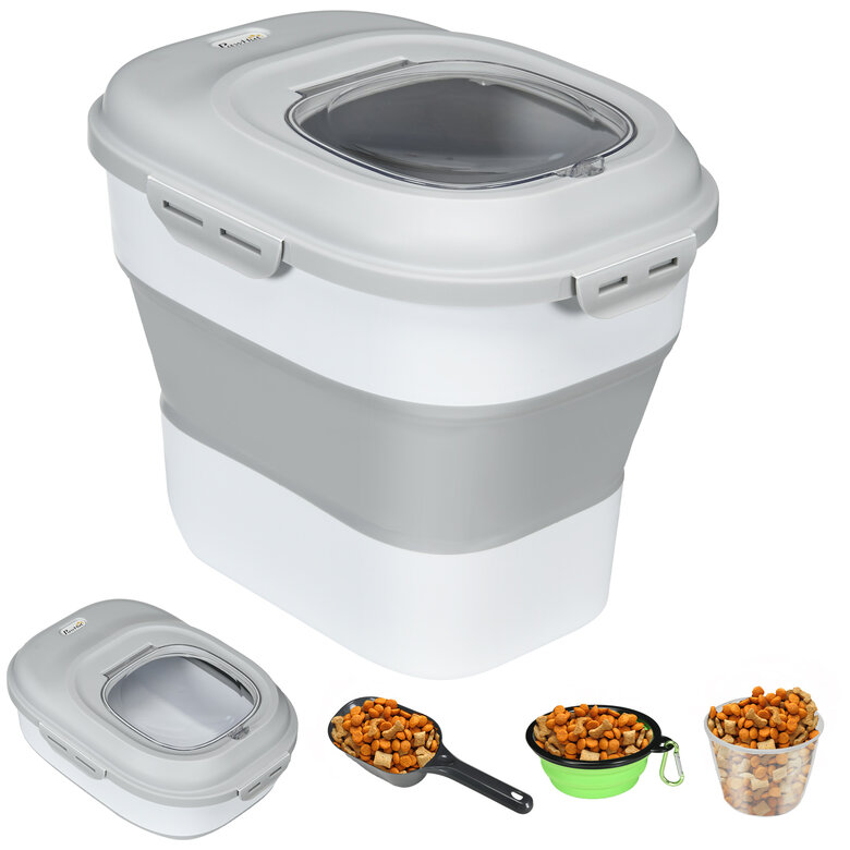 PawHut Contenedor de Comida plegable para Perros