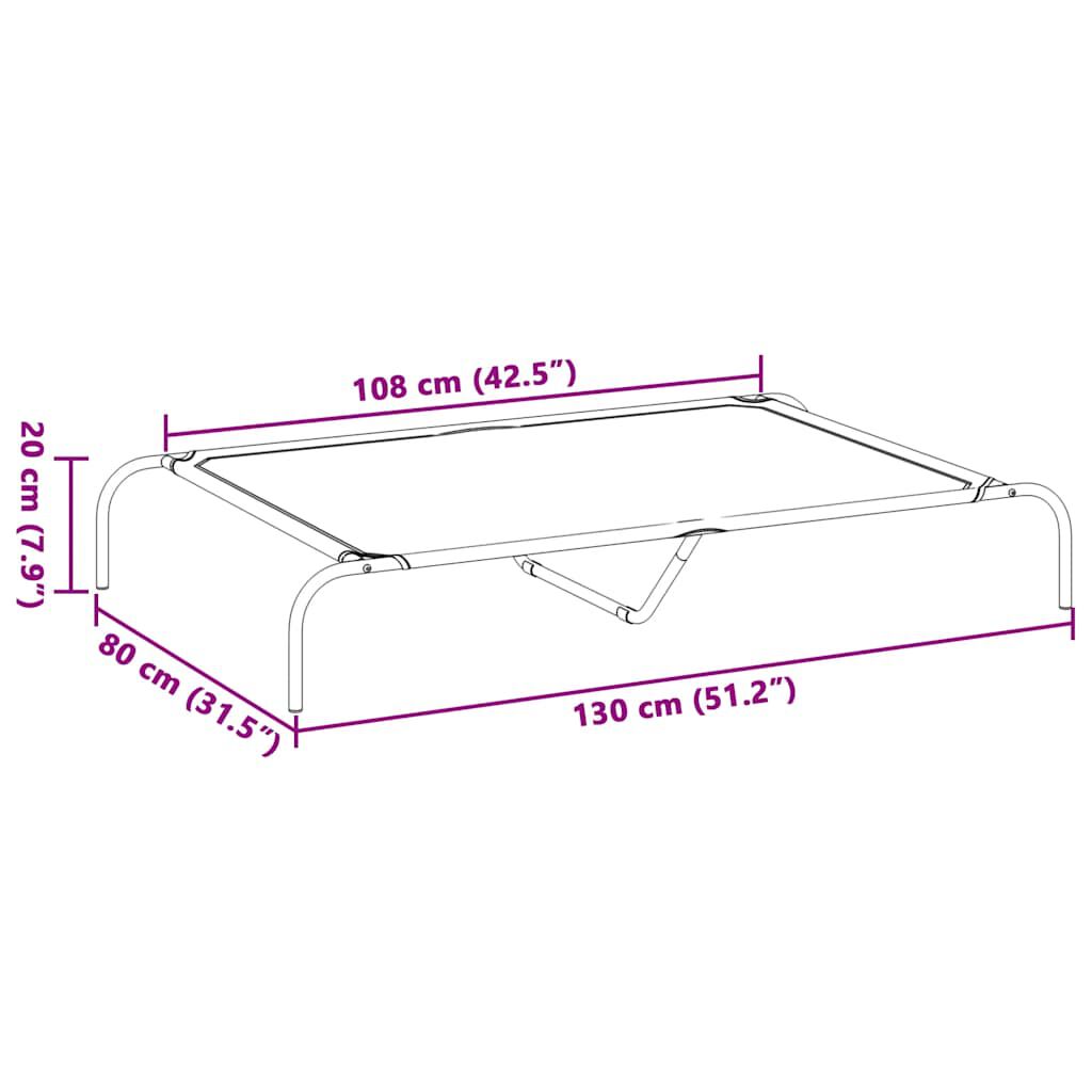 vidaXL Cama elevada para perros negra tela Oxford y acero, , large Imagen numero 20