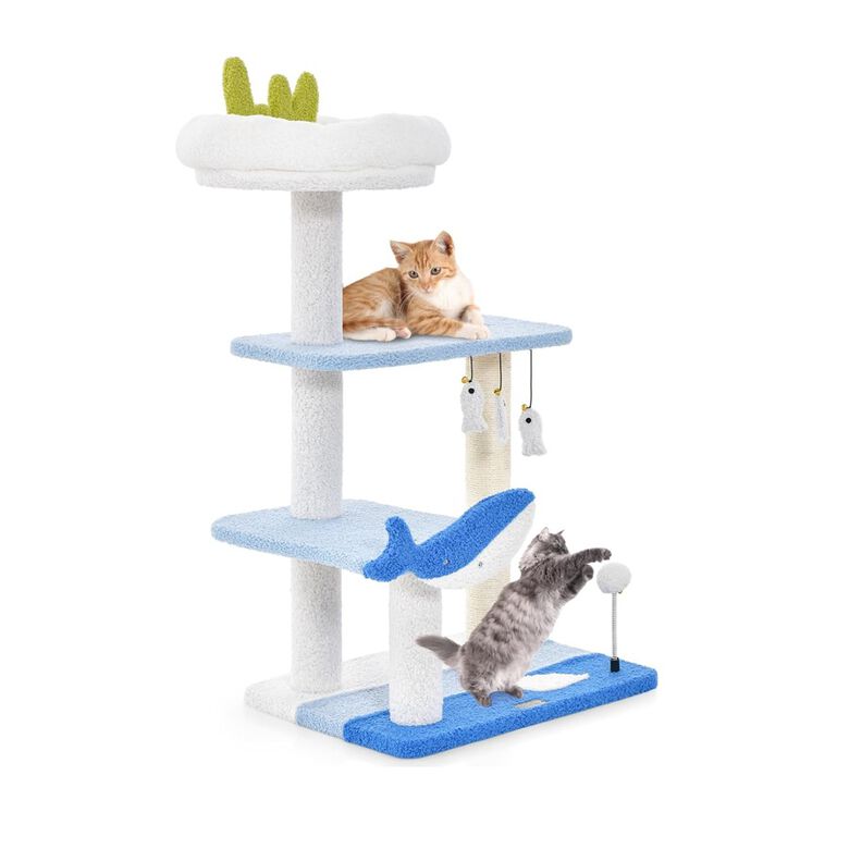 COSTWAY Árbol con Temática Oceánica de 3 Niveles para Gatos thumbnail
