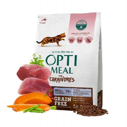 Optimeal sin cereales pienso seco para gatos Pato y Verduras, , large Imagen numero 1