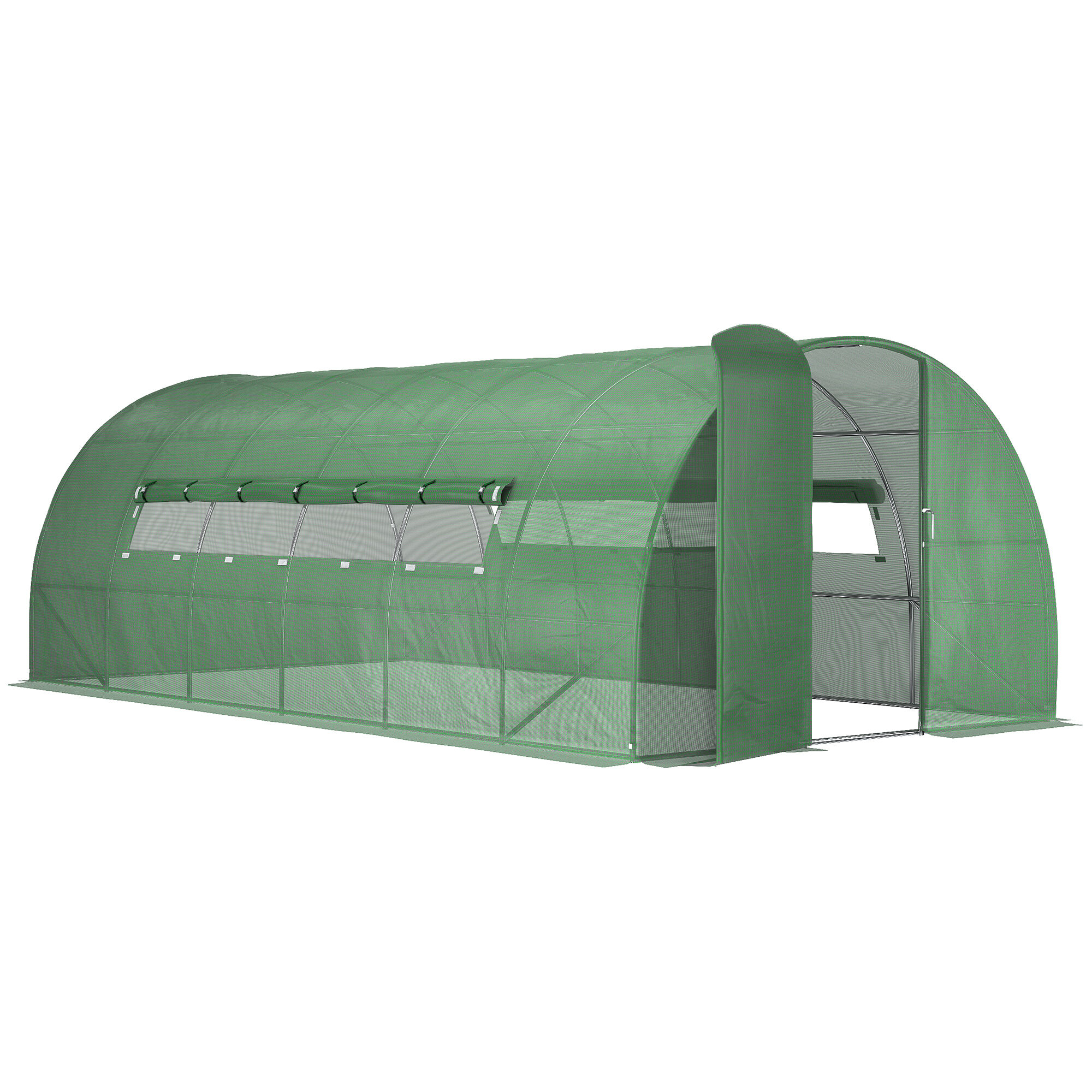 Outsunny Invernadero de T&uacute;nel 6x3x2 m con Puerta y Ventanas Invernadero de Jard&iacute;n Grande con Cubierta de PE y Metal Galvanizado para Cultivos Plantas Verduras Verde, , large Imagen numero 1